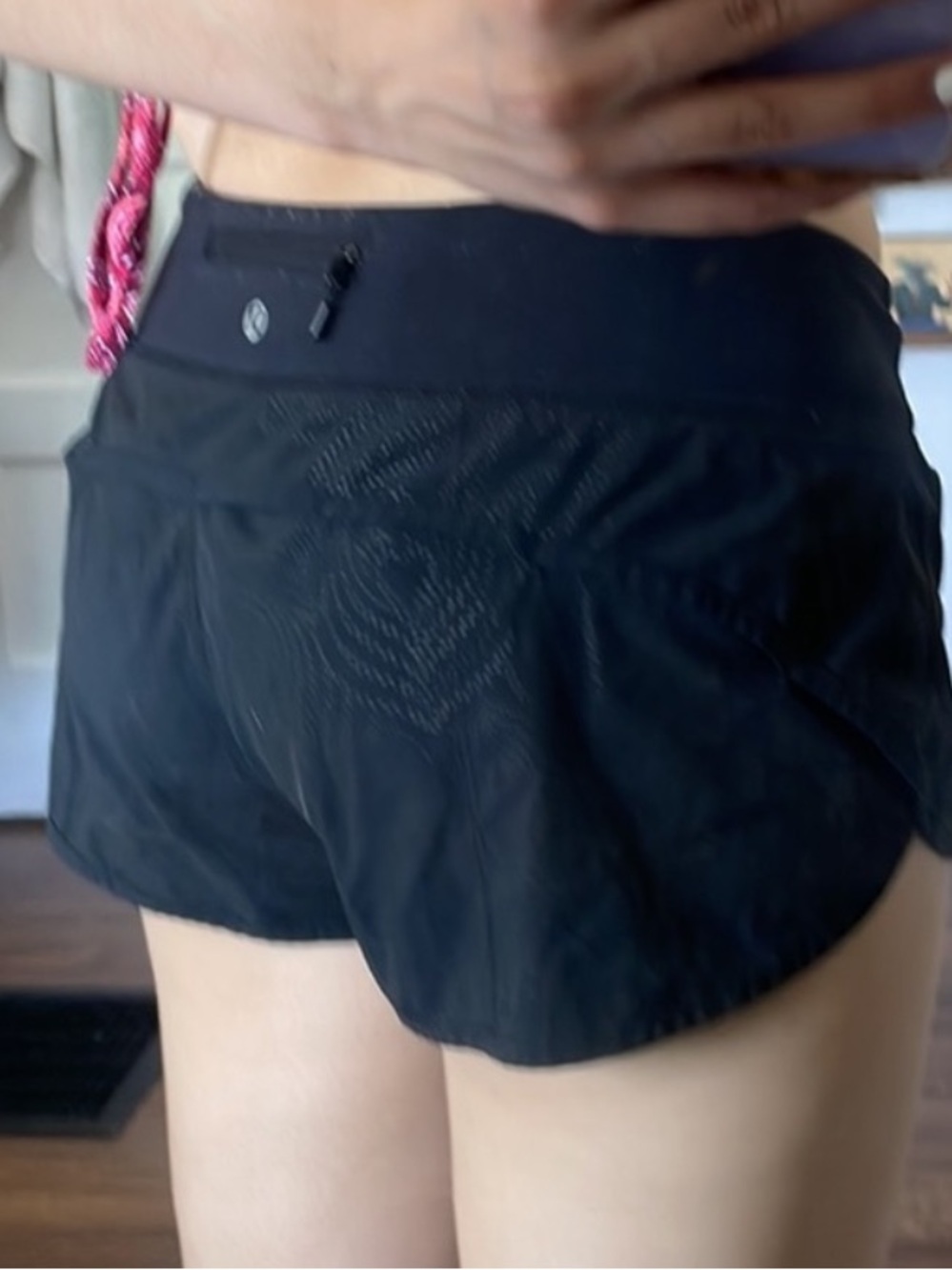 Black Lululemon athletic shorts